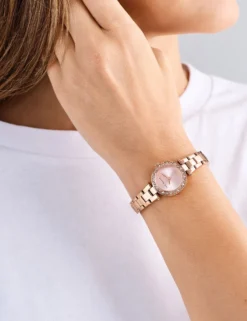 Schmuckbesetzte Armbanduhr aus Roségold