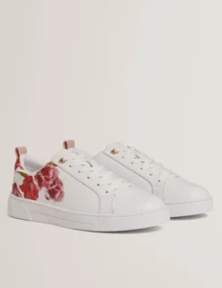 Schnürschuhe aus Leder mit floralem Muster