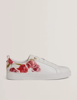 Schnürschuhe aus Leder mit floralem Muster