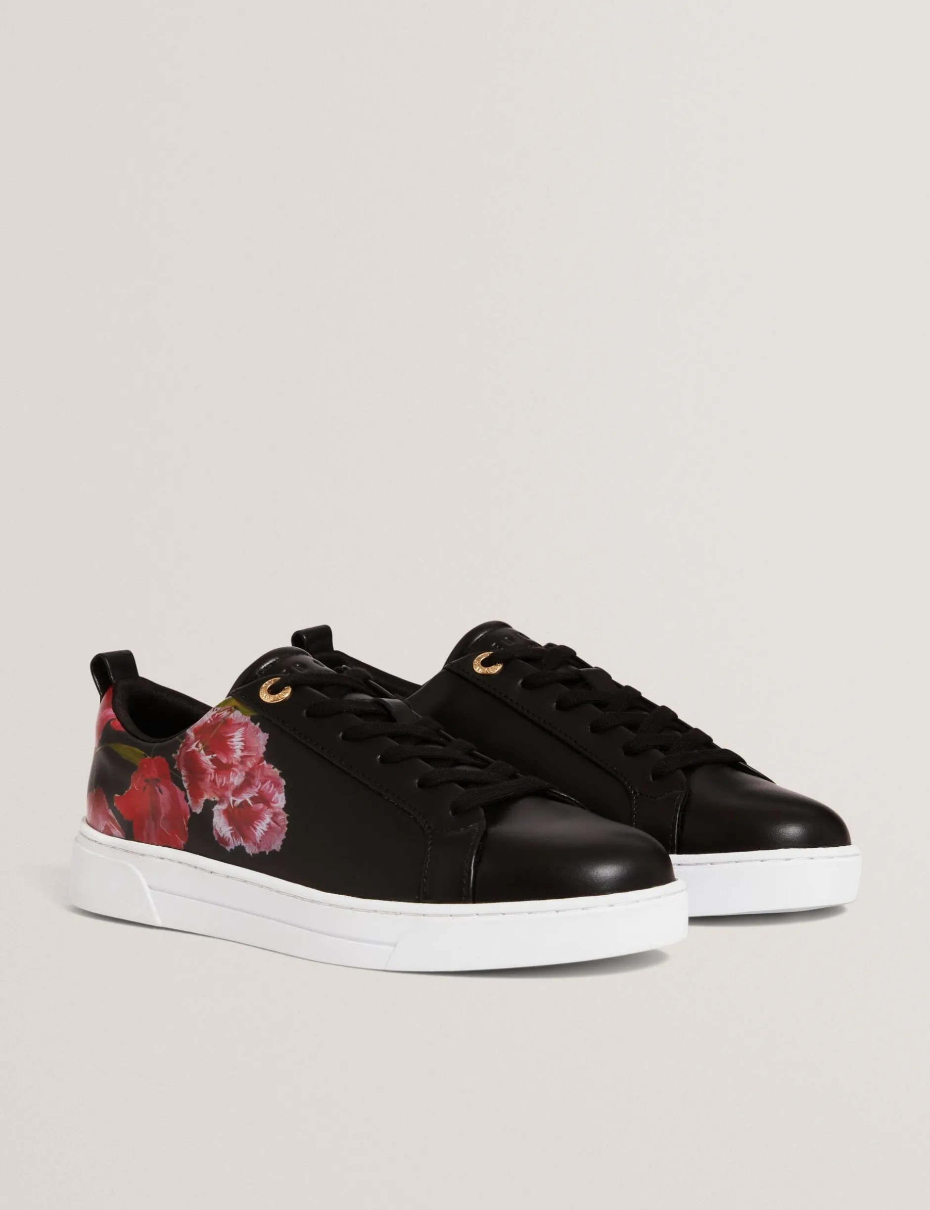 Schnürschuhe aus Leder mit floralem Muster