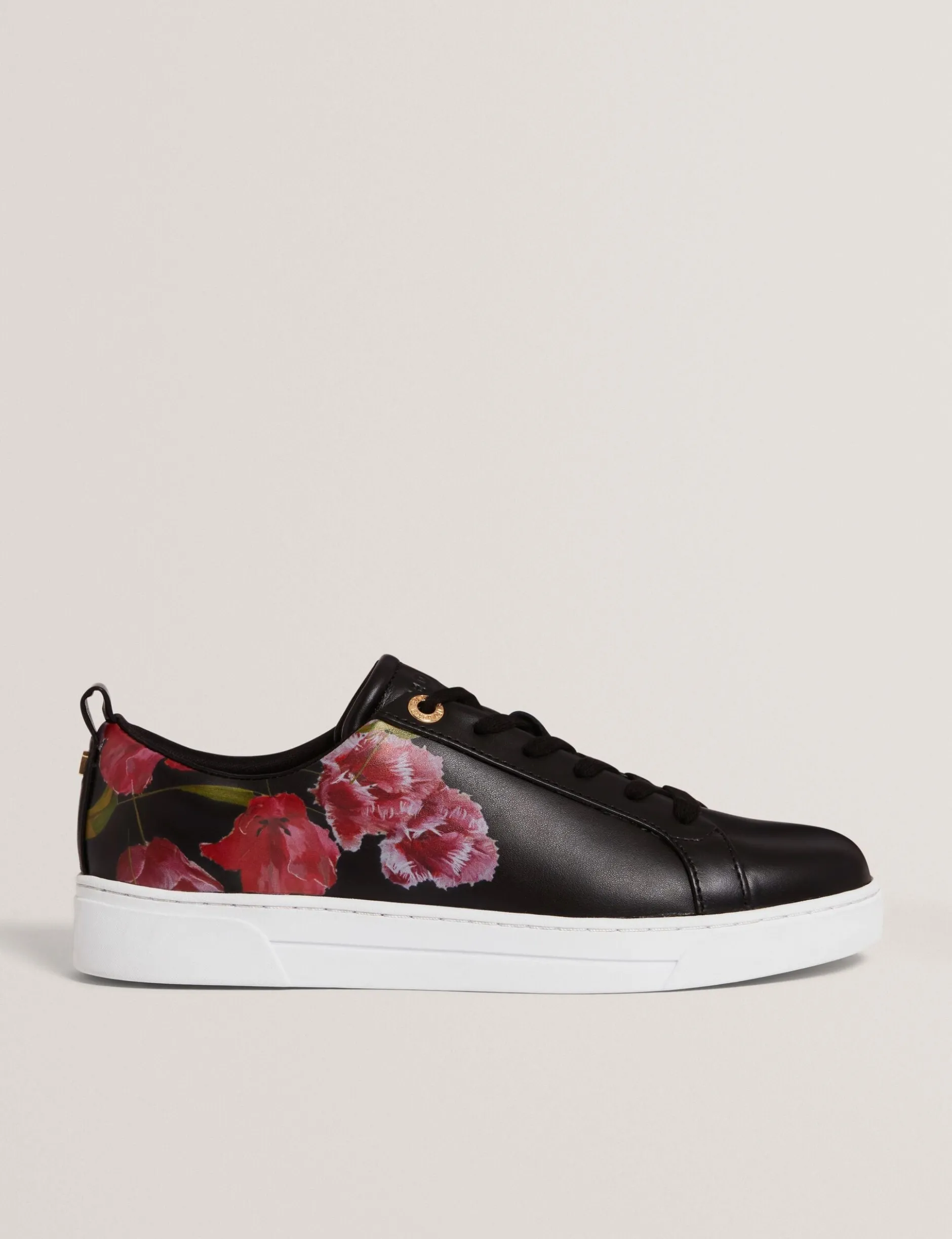 Schnürschuhe aus Leder mit floralem Muster