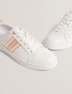 Schnürschuhe aus Leder mit Webstreifen