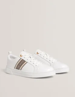 Schnürschuhe aus Leder mit Webstreifen