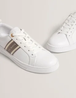 Schnürschuhe aus Leder mit Webstreifen