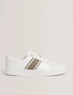 Schnürschuhe aus Leder mit Webstreifen