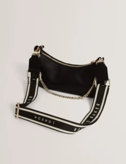 Schultertasche aus Leder mit Gurtband