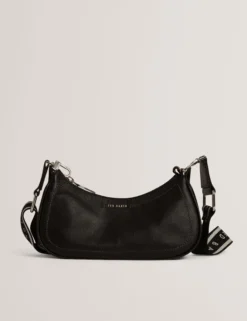 Schultertasche aus Leder mit Gurtband