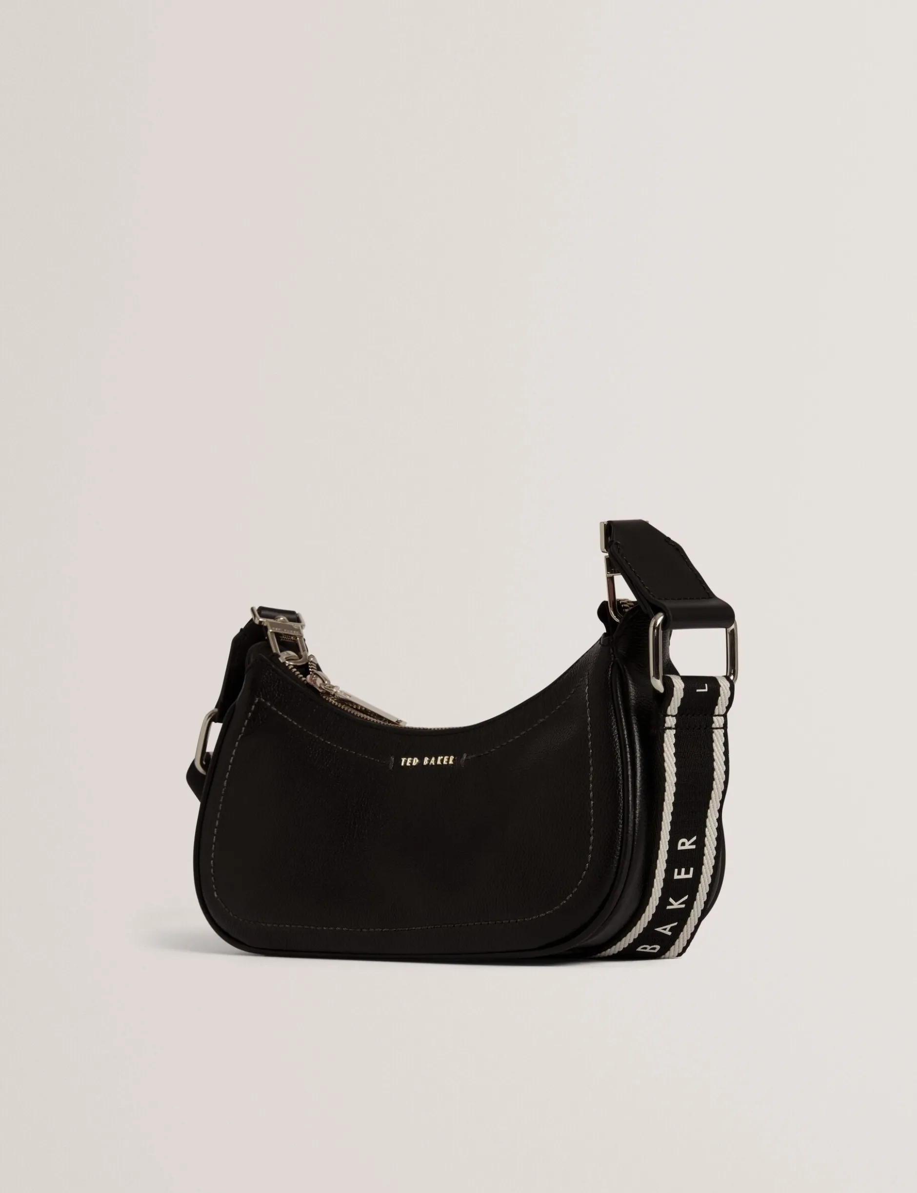 Schultertasche aus Leder mit Gurtband