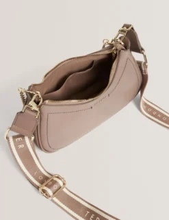 Schultertasche aus Leder mit Gurtband