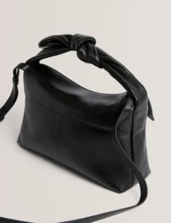Schultertasche aus weichem Leder mit Schleife und Knoten