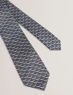Seidenkrawatte mit geometrischem Wellenmuster
