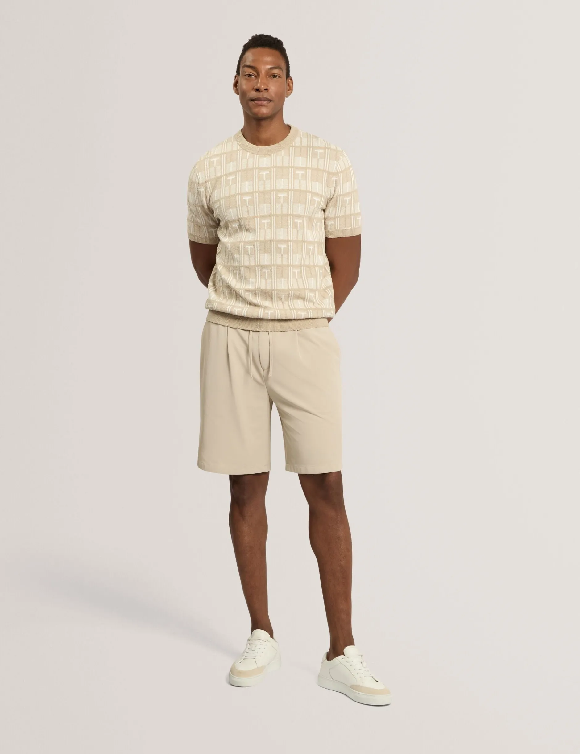 Shorts mit Waffelstruktur und geradem Bein