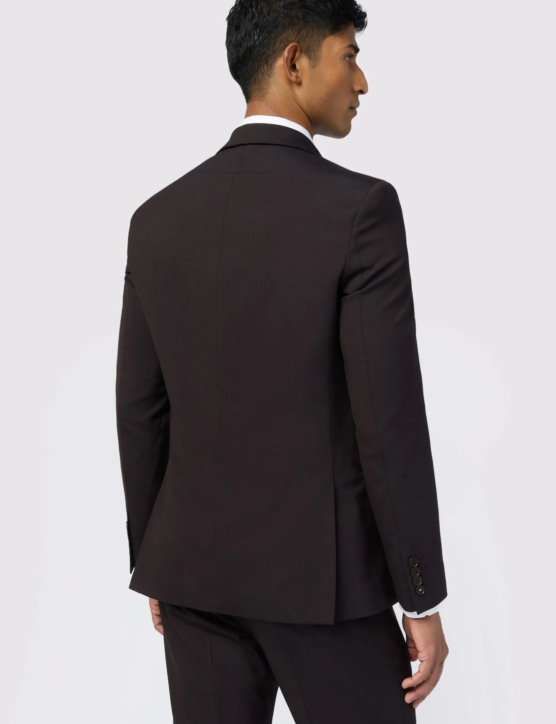 Slim-Fit-Anzugjacke aus pflaumenfarbenem Wollmischgewebe