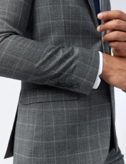 Slim-Fit-Anzugjacke mit strukturiertem Karomuster