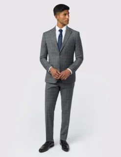 Slim-Fit-Anzugjacke mit strukturiertem Karomuster