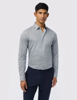 Slim-Fit-Baumwollhemd mit Mikrogeometrischem Print