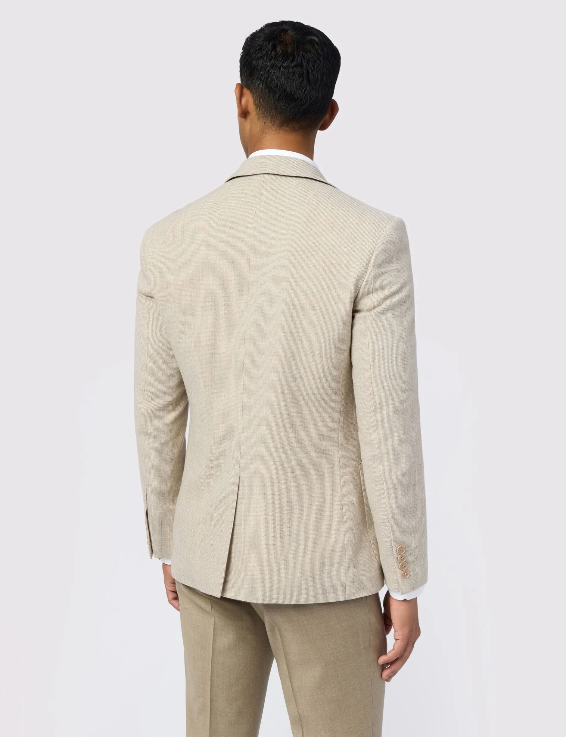 Slim-Fit-Blazer aus feinstem Wollmischgewebe mit Mikro-Karo-Muster