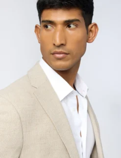 Slim-Fit-Blazer aus feinstem Wollmischgewebe mit Mikro-Karo-Muster