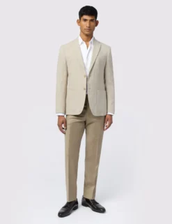 Slim-Fit-Blazer aus feinstem Wollmischgewebe mit Mikro-Karo-Muster