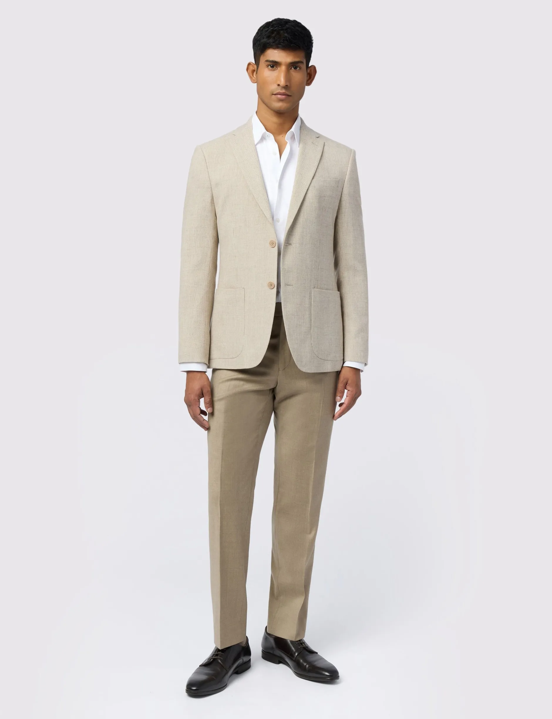 Slim-Fit-Blazer aus feinstem Wollmischgewebe mit Mikro-Karo-Muster