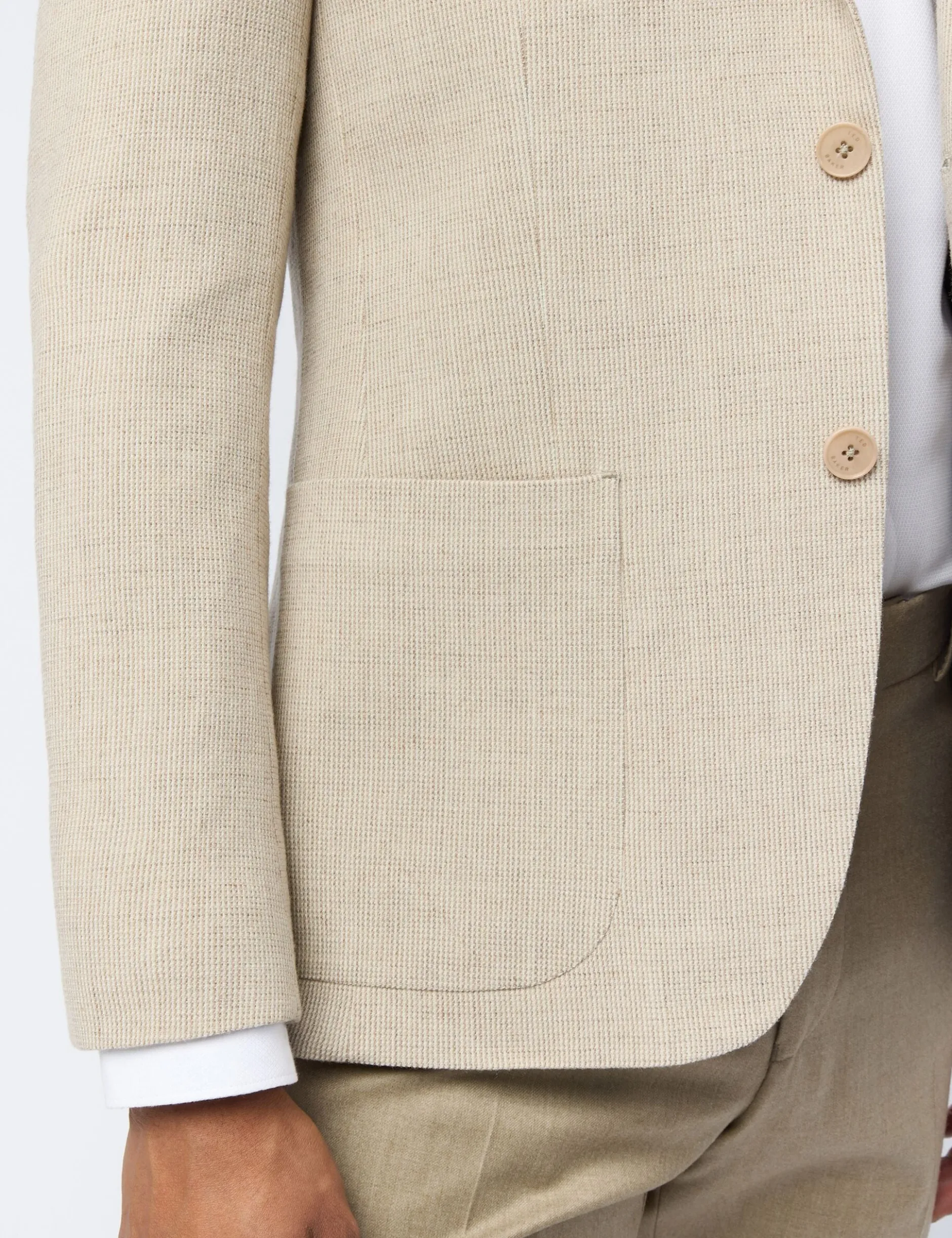 Slim-Fit-Blazer aus feinstem Wollmischgewebe mit Mikro-Karo-Muster