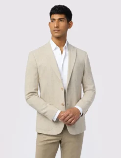 Slim-Fit-Blazer aus feinstem Wollmischgewebe mit Mikro-Karo-Muster