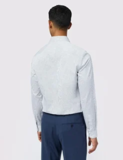 Slim-Fit-Hemd aus Satin mit Mikro-Diamant-Print