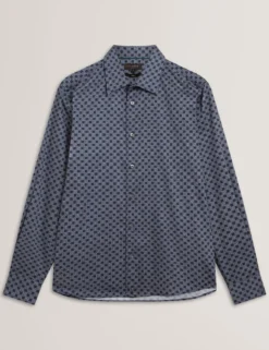 Slim-Fit-Hemd mit geometrischem Kreismuster