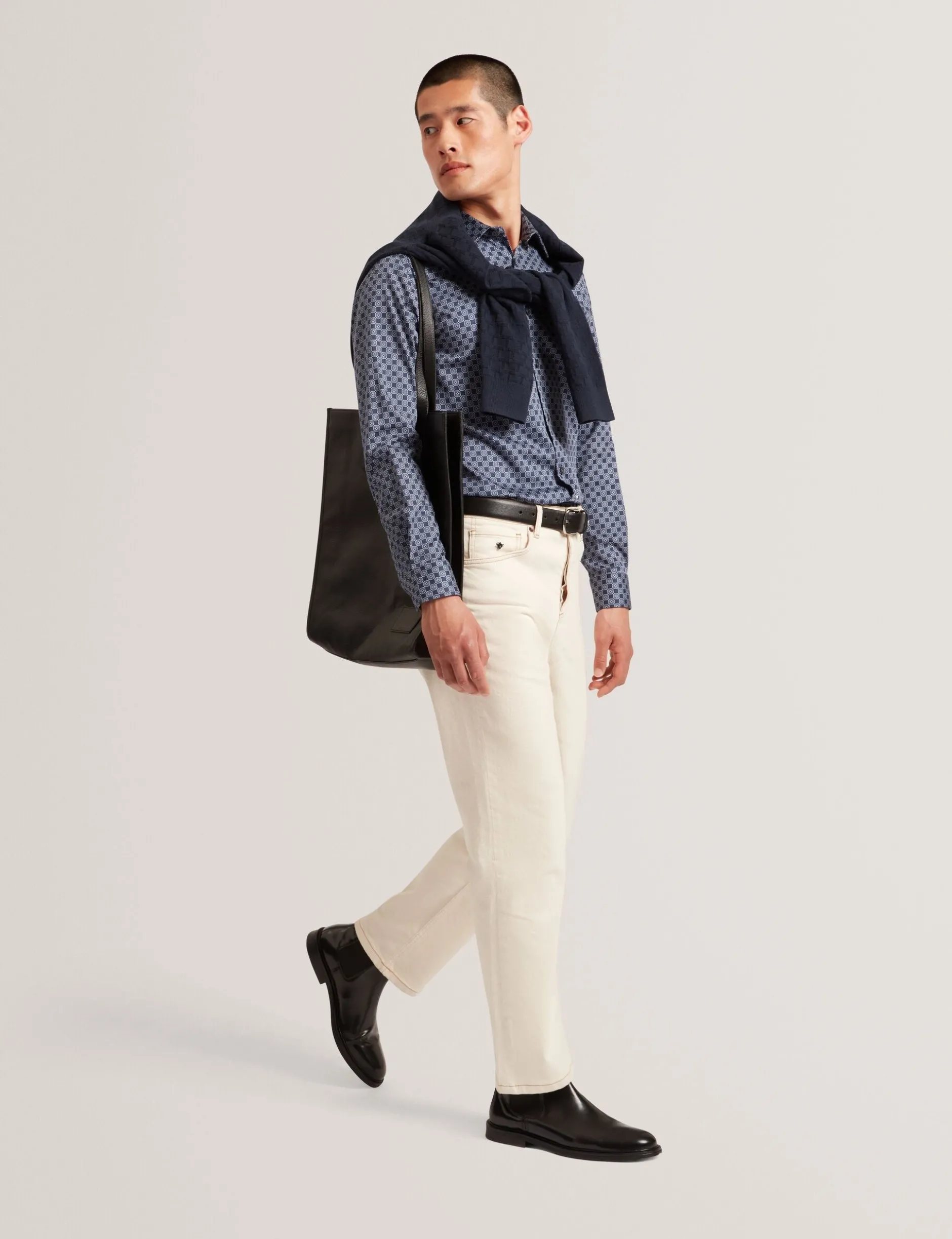 Slim-Fit-Hemd mit geometrischem Kreismuster