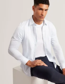 Slim-Fit-Hemd mit geometrischem Kreismuster
