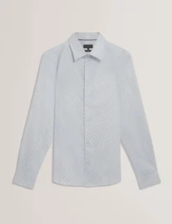 Slim-Fit-Hemd mit geometrischem Kreismuster