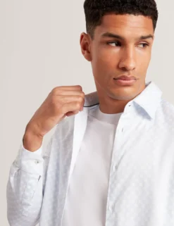 Slim-Fit-Hemd mit geometrischem Kreismuster