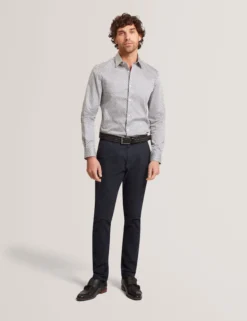 Slim Fit Tonal Geo Stretch Baumwollhemd