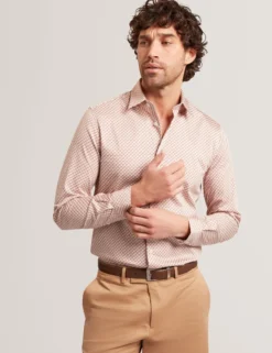 Slim Fit Tonal Geo Stretch Baumwollhemd