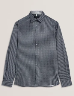 Slim Fit Tonal Geo Stretch Baumwollhemd