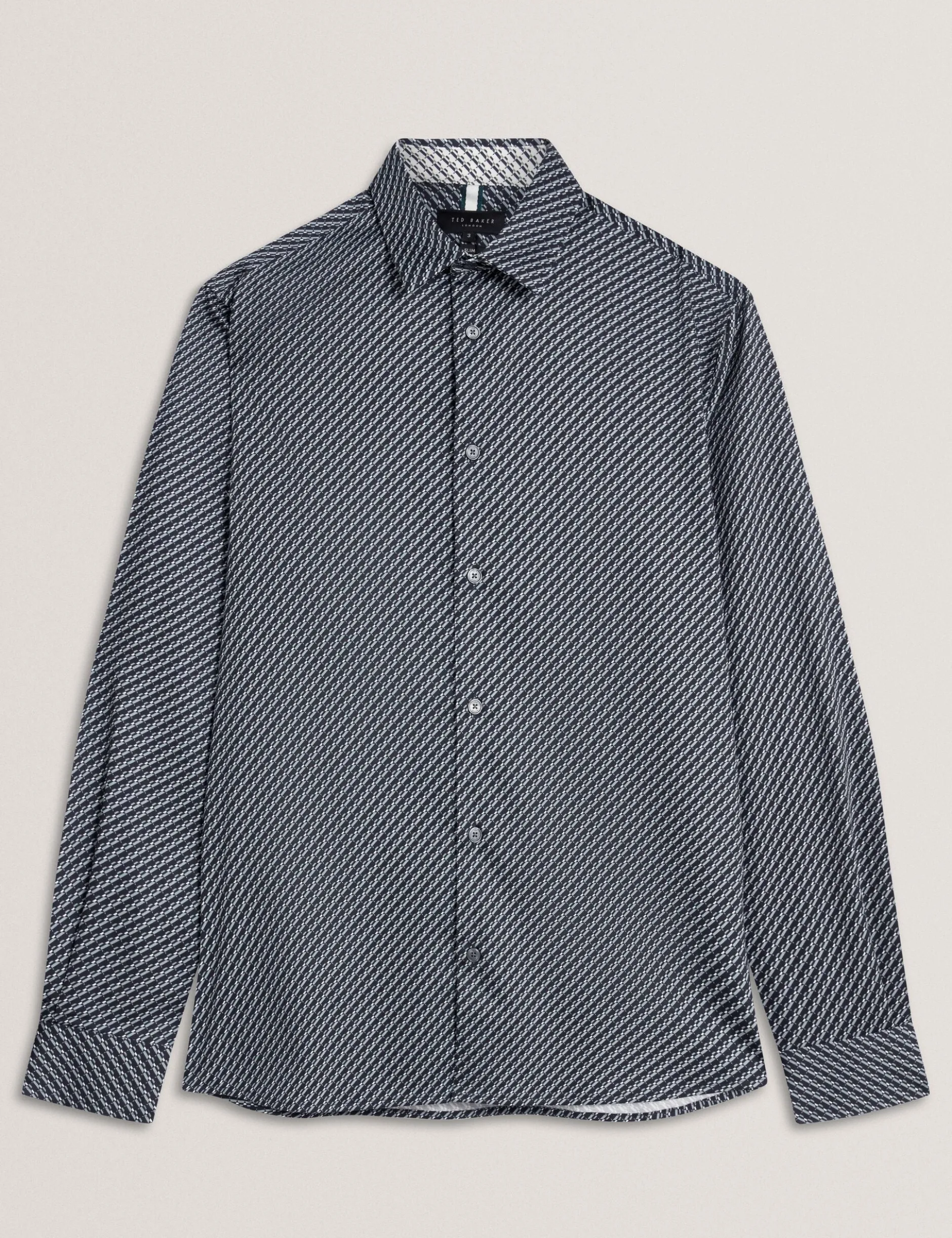 Slim Fit Tonal Geo Stretch Baumwollhemd