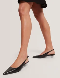 Slingback-Kitten-Heel-Schuhe aus Krokodilleder