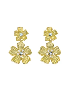 Statement-Ohrhänger mit goldener Blumenform