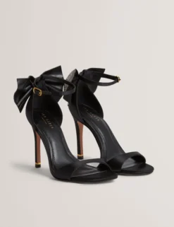 Strass-Schleifen-Satin-Stiletto-Sandalen