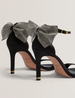 Strass-Schleifen-Satin-Stiletto-Sandalen