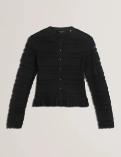 Strickjacke mit Rüschenbesatz