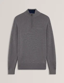 Strickpullover aus Merinowolle mit Reißverschlusskragen