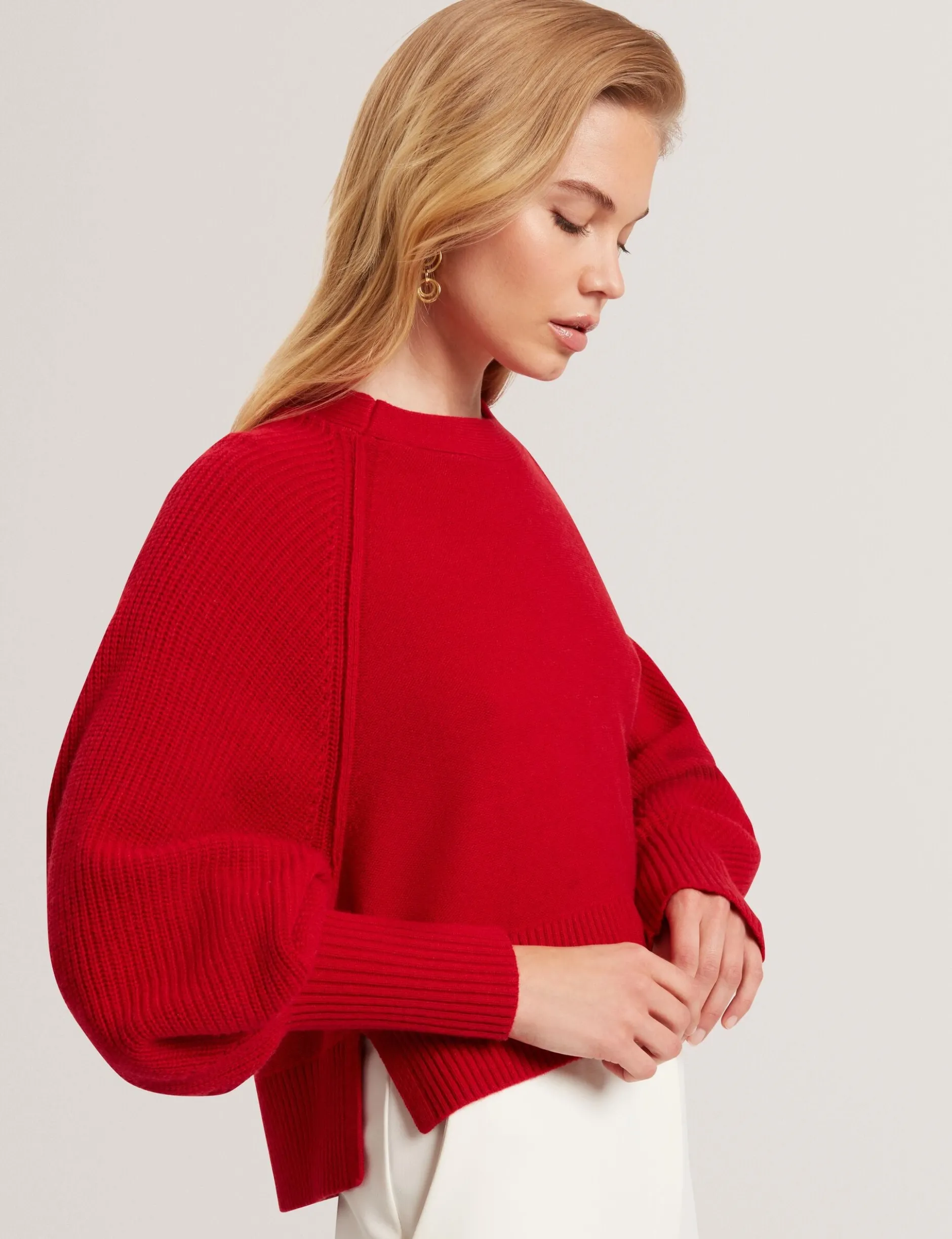 Strickpullover aus Merinowolle mit Ballonärmeln