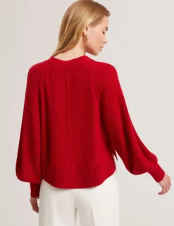 Strickpullover aus Merinowolle mit Ballonärmeln