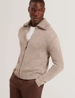 Strickpullover mit Reißverschluss aus verdrilltem Garn