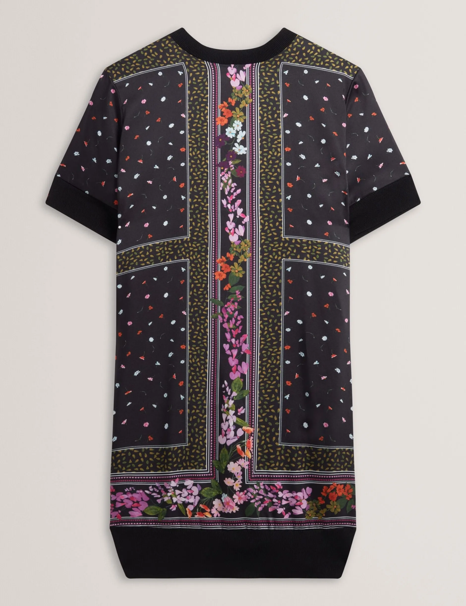 Strick-T-Shirt-Kleid mit Schalprint vorne