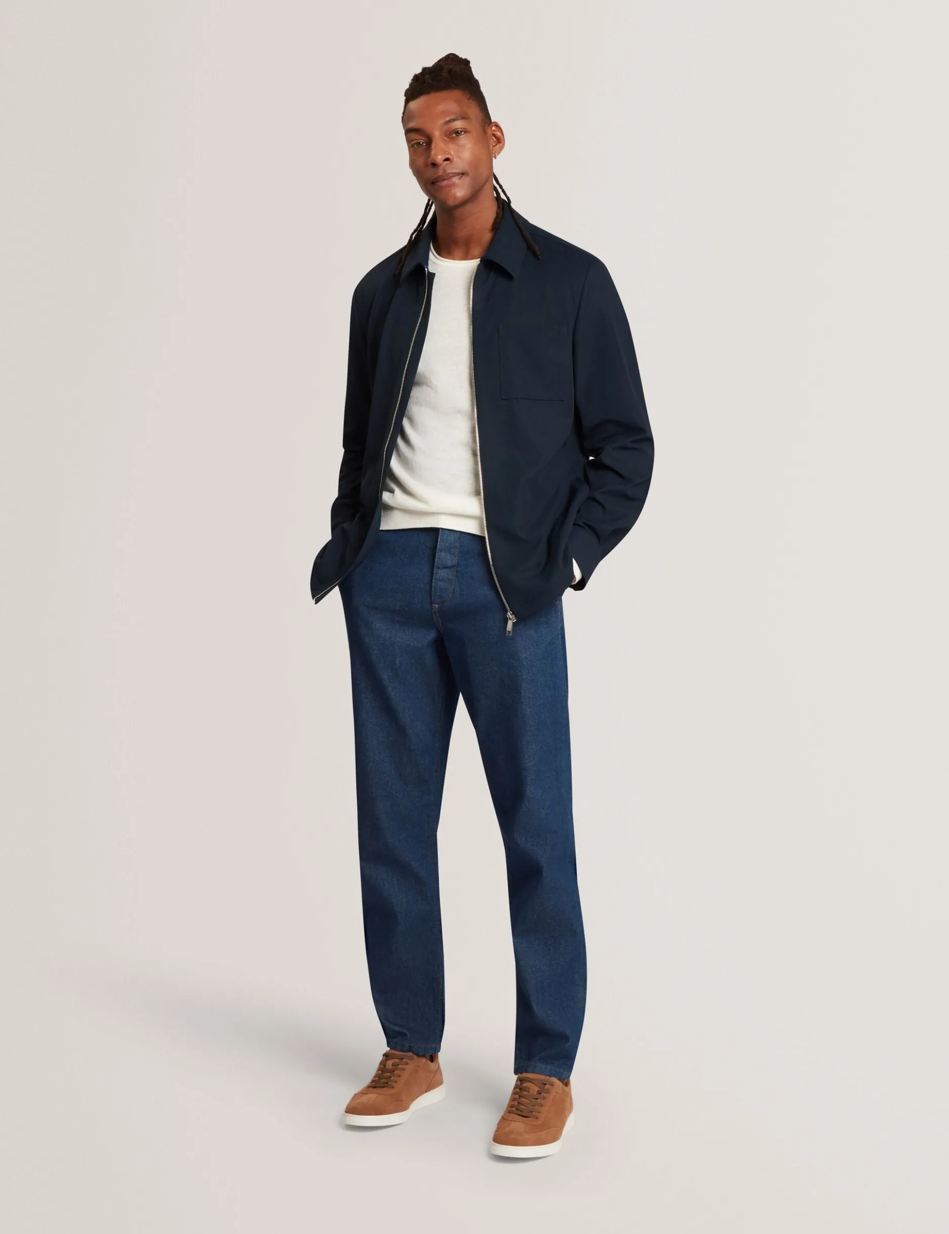 Strukturierte Overshirt-Jacke mit Reißverschluss