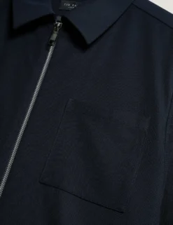 Strukturierte Overshirt-Jacke mit Reißverschluss