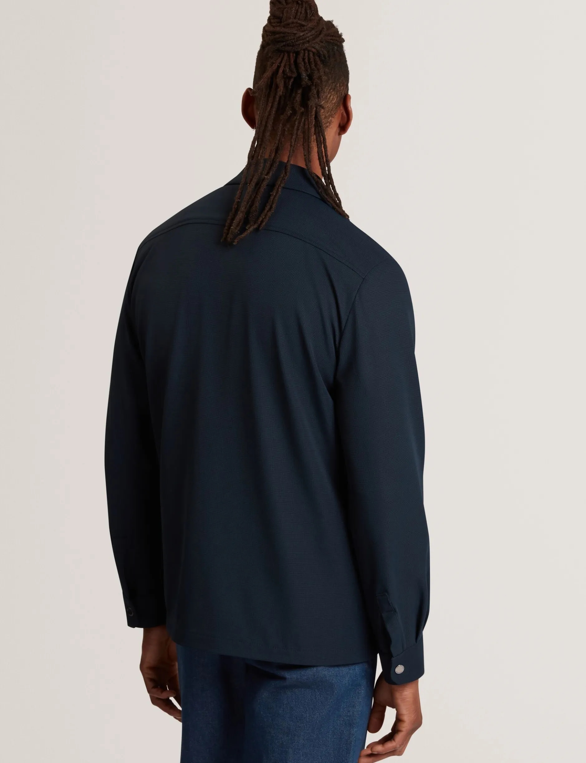 Strukturierte Overshirt-Jacke mit Reißverschluss