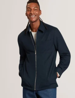 Strukturierte Overshirt-Jacke mit Reißverschluss